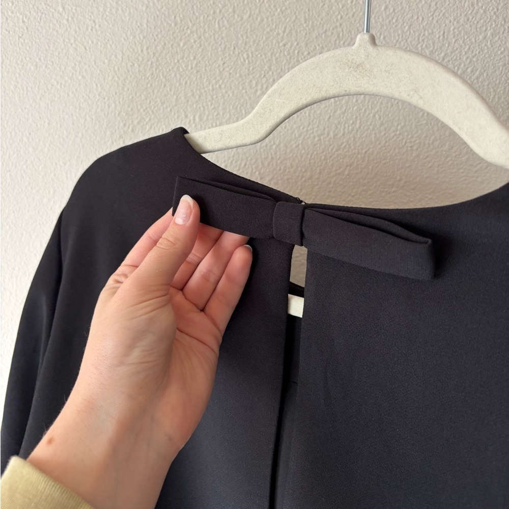 NWT Sachin + Babi Lily Black Long Sleeve Elegant Dress With Bow Accents Size 14 - Picture 3 of 11